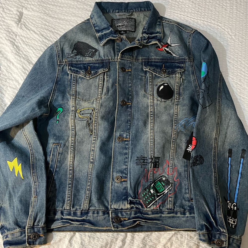 Brooklyn Cloth MFG Co. Jean Jacket with Graphics. Size XL. Blue